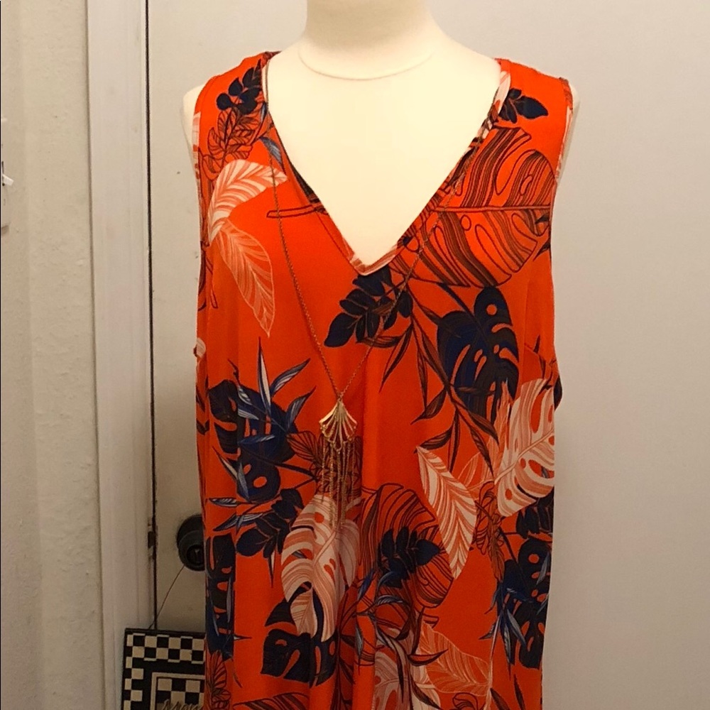 Ladies Maxi Dress Orange and Blue NWT